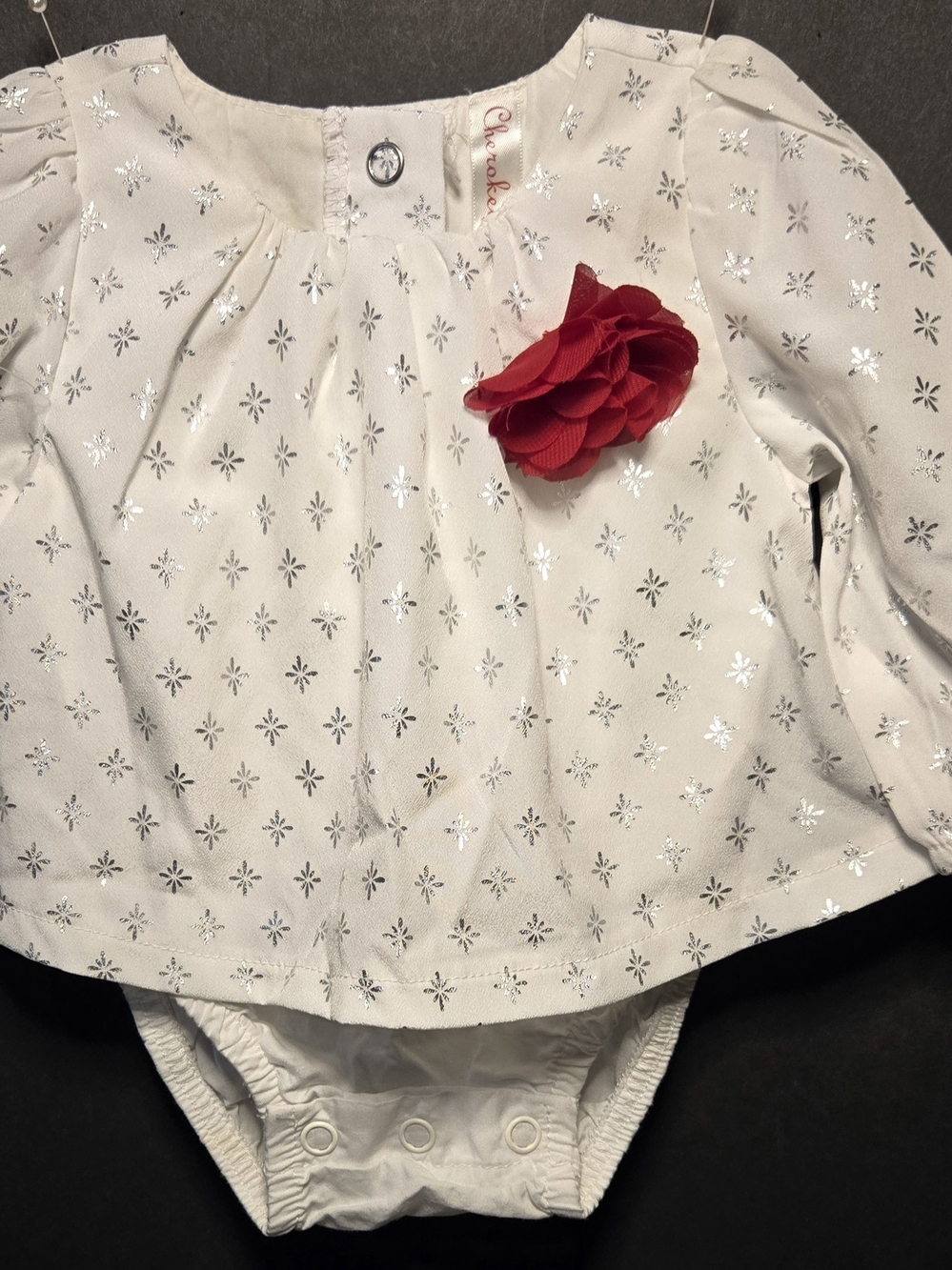 Cherokee Cream Long-Sleeve Bodysuit with Red Flower